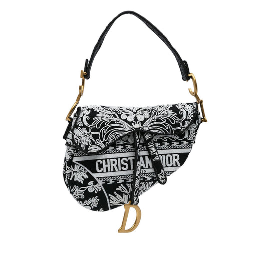 Dior Embroidered Canvas Ornamental Cornely Saddle Bag