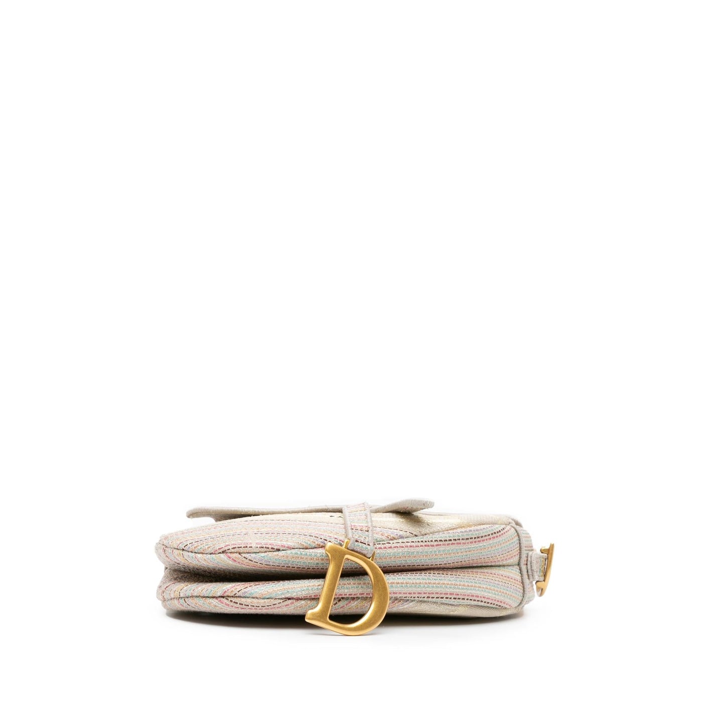 Dior Embroidered Canvas Stripes Saddle Bag