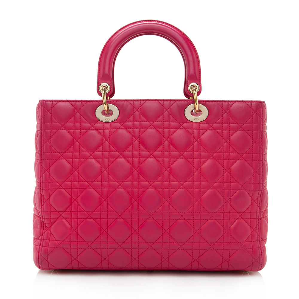 Dior Lambskin Lady Dior Large Tote -   (SHF-17599)