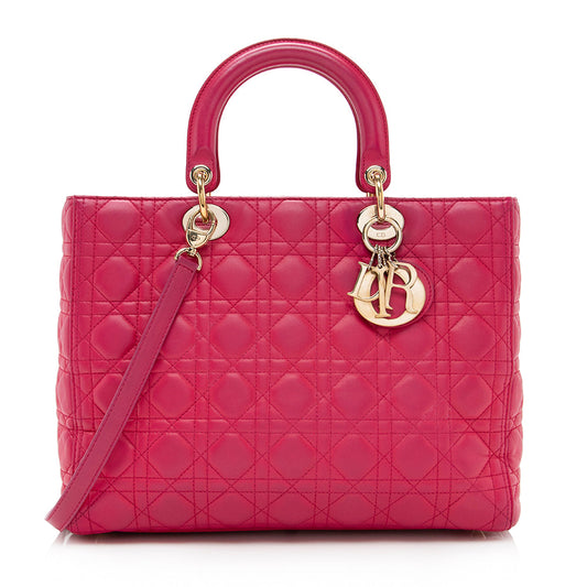 Dior Lambskin Lady Dior Large Tote -   (SHF-17599)