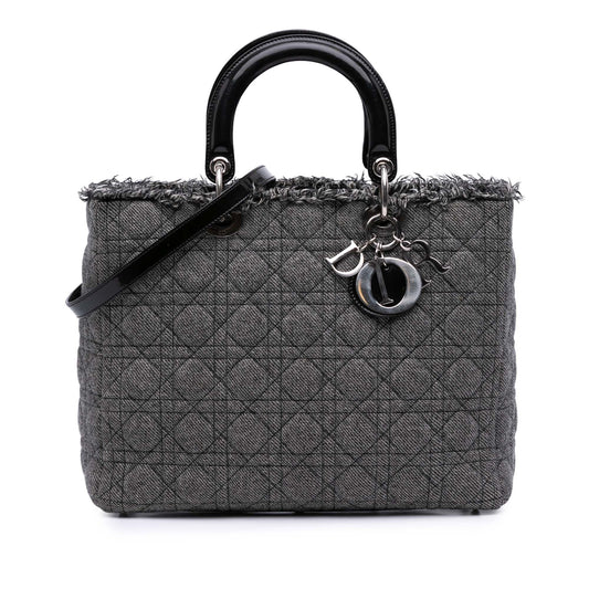 Dior Large Tweed Cannage Lady Dior