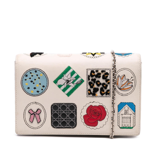 Dior Leather Patch Embellished Wallet on Chain