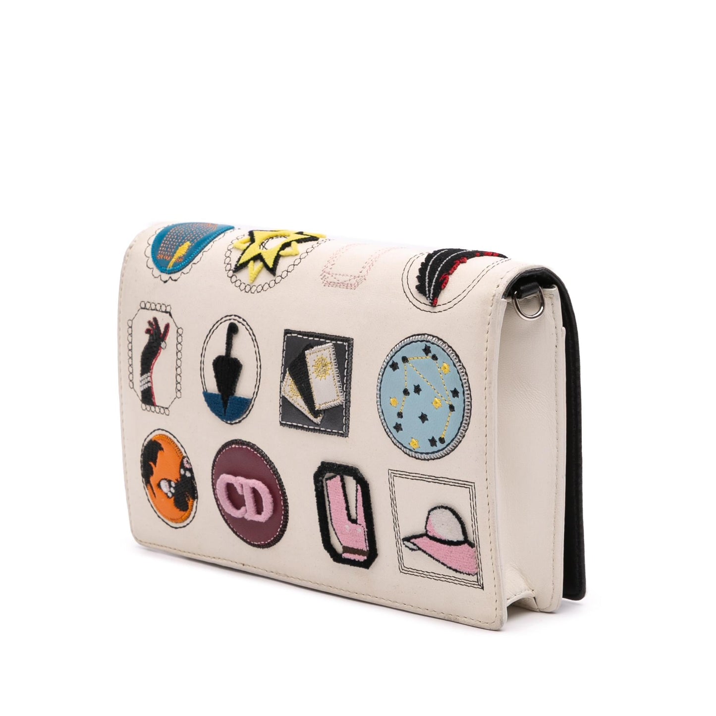 Dior Leather Patch Embellished Wallet on Chain