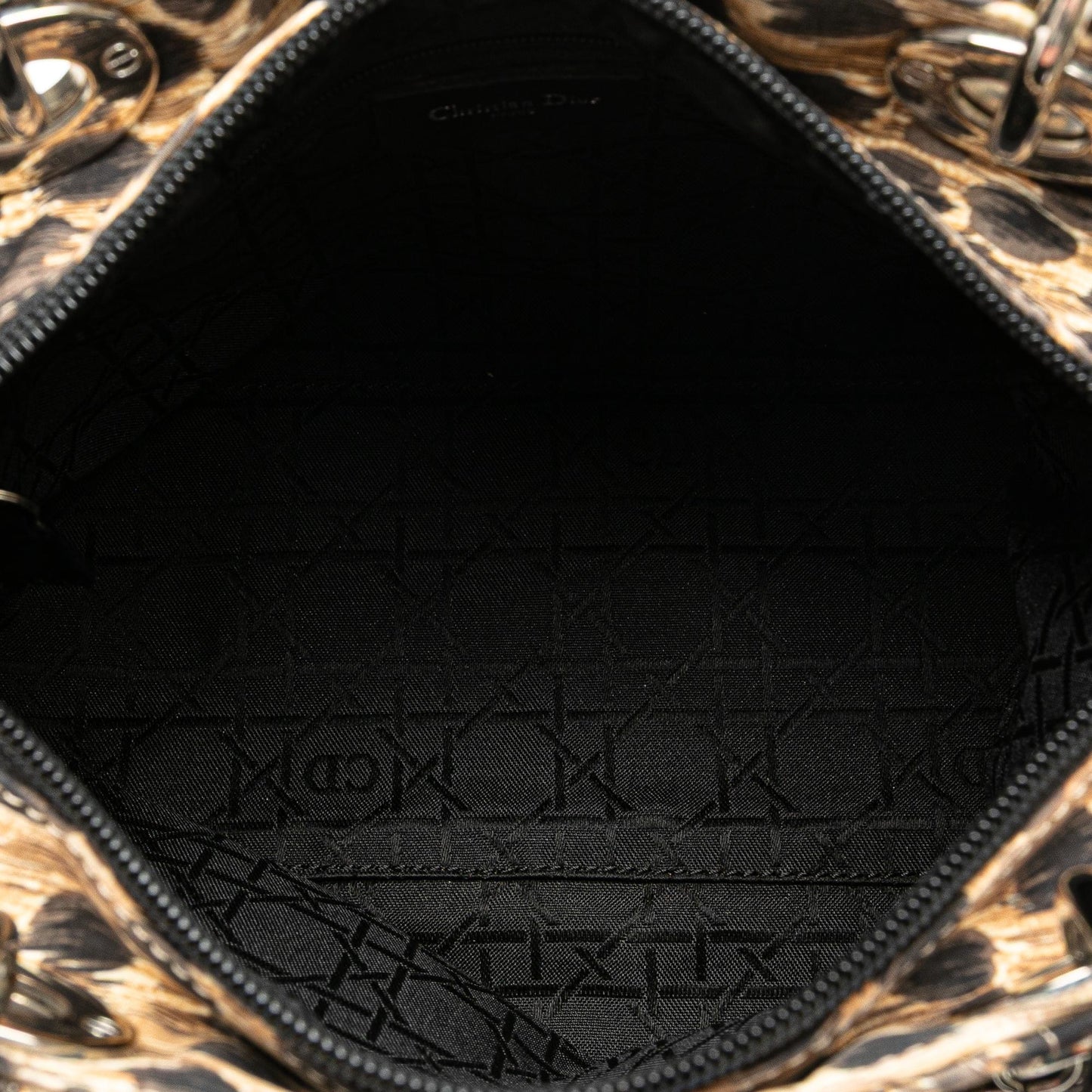 Dior Medium Canvas Cannage Leopard Print Lady Dior