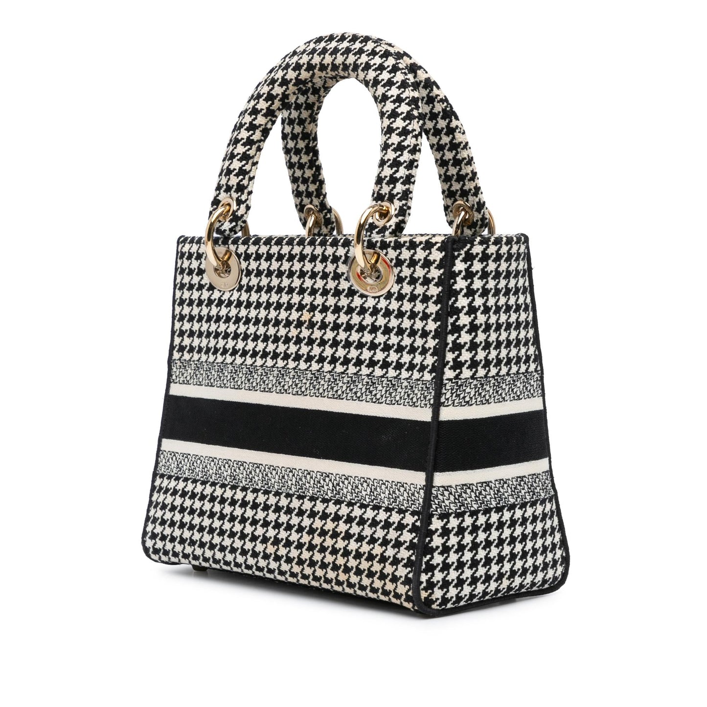 Dior Medium Canvas Houndstooth Embroidered Lady D Lite