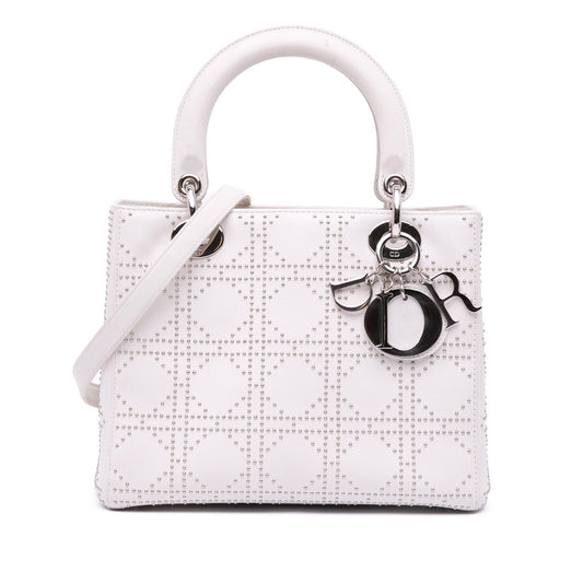 Dior Medium Lambskin Cannage Studded Lady Dior