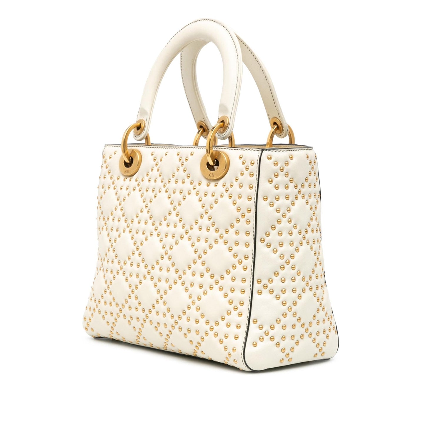Dior Medium Lambskin Cannage Studded Supple Lady Dior (SHG-hub9mD)