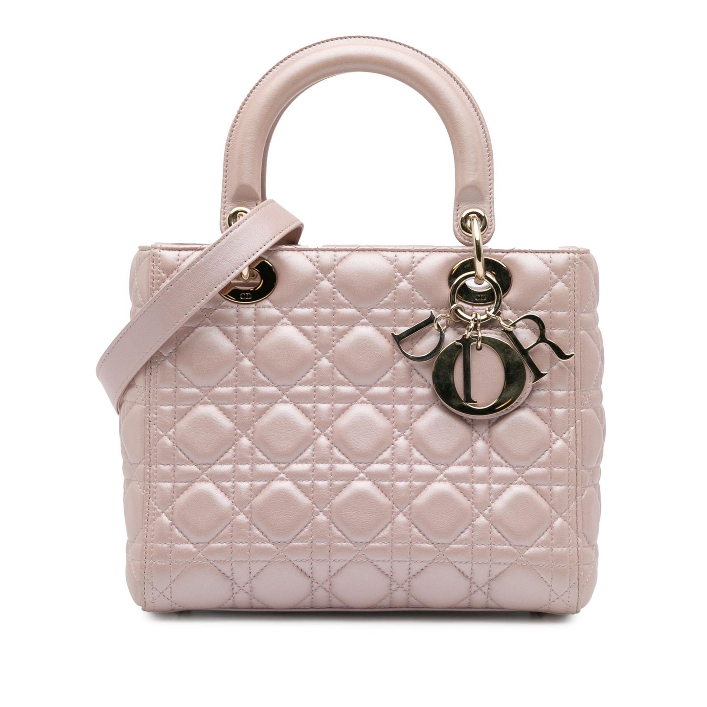 Dior Medium Pearlescent Lambskin Cannage Lady Dior