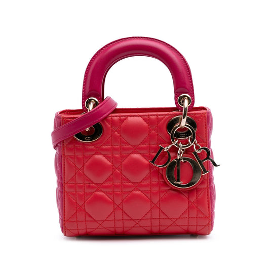 Dior Mini Bicolor Lambskin Cannage Lady Dior