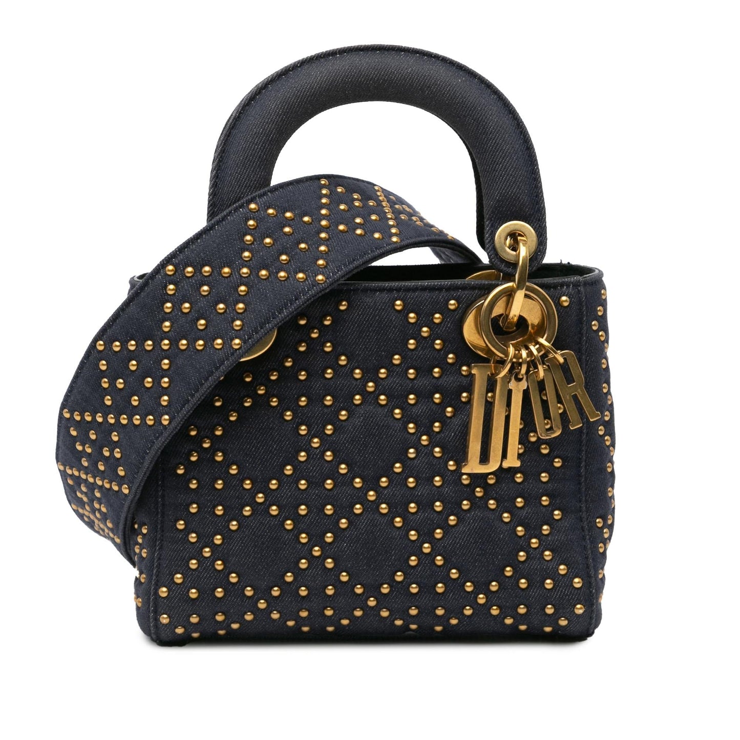 Dior Mini Denim Cannage Studded Supple Lady Dior