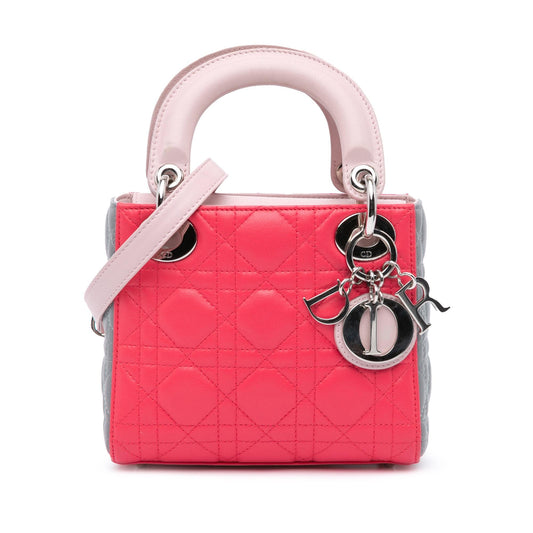 Dior Mini Tricolor Lambskin Cannage Lady Dior