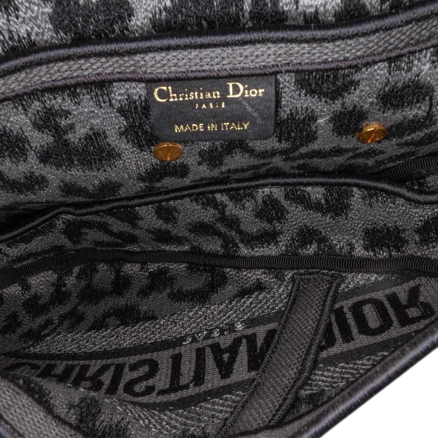 Dior Mizza Embroidered Canvas Leopard Saddle Bag