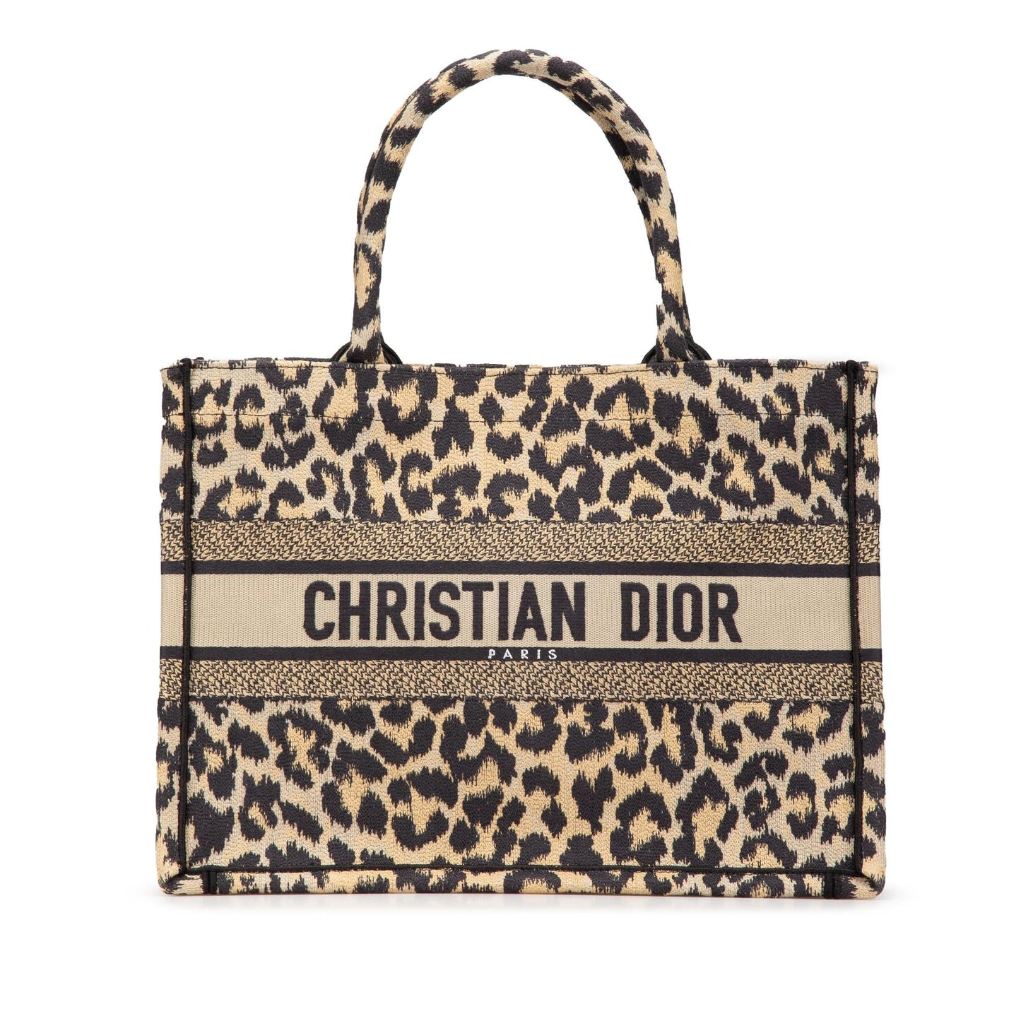 Dior Mizza Medium Embroidered Canvas Leopard Book Tote