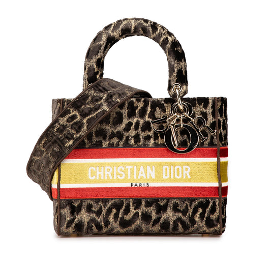 Dior Mizza Medium Embroidered Velvet Leopard Lady D Lite