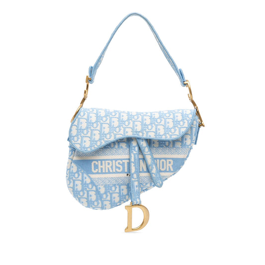 Dior Oblique Embroidered Canvas Saddle Bag