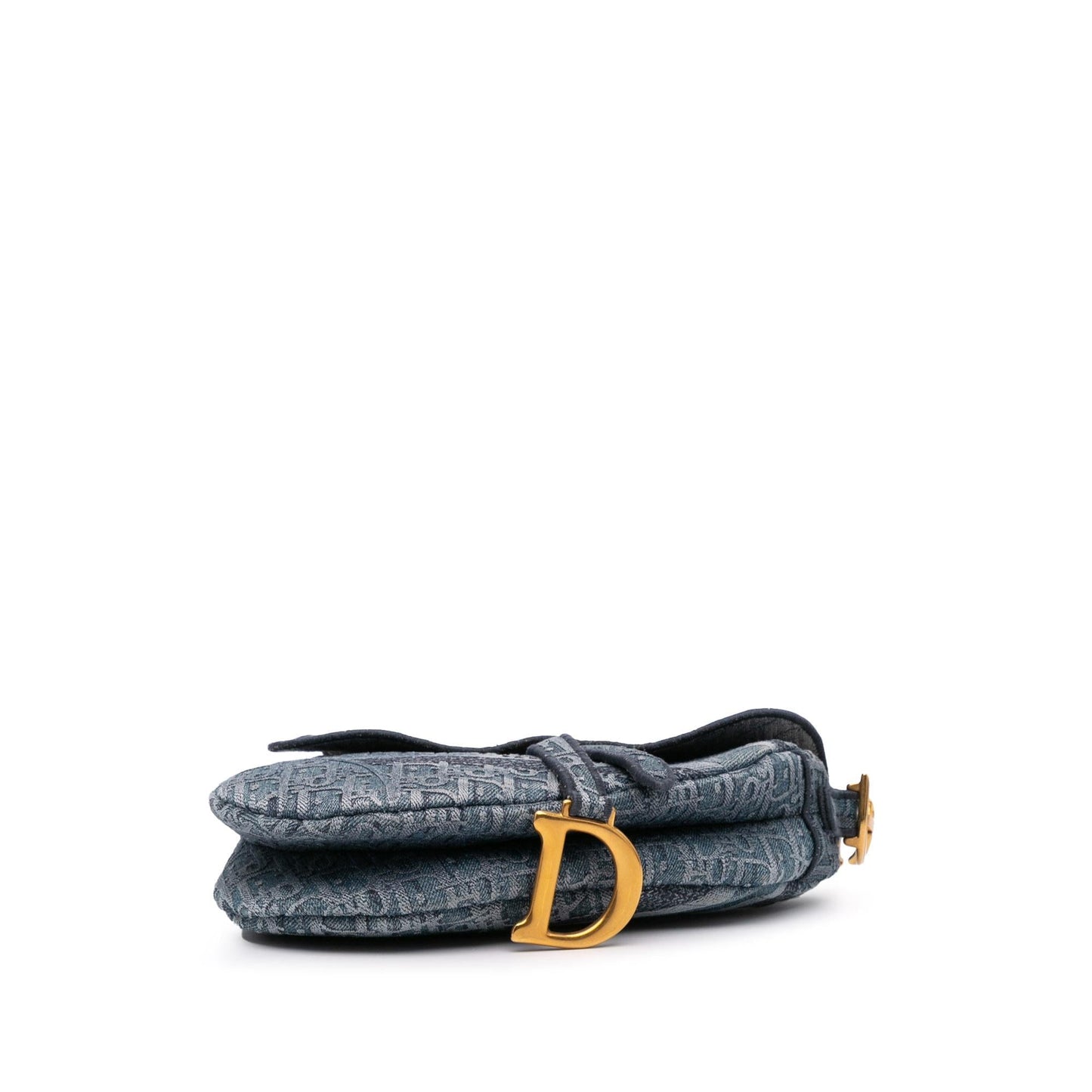 Dior Oblique Embroidered Denim Saddle Bag