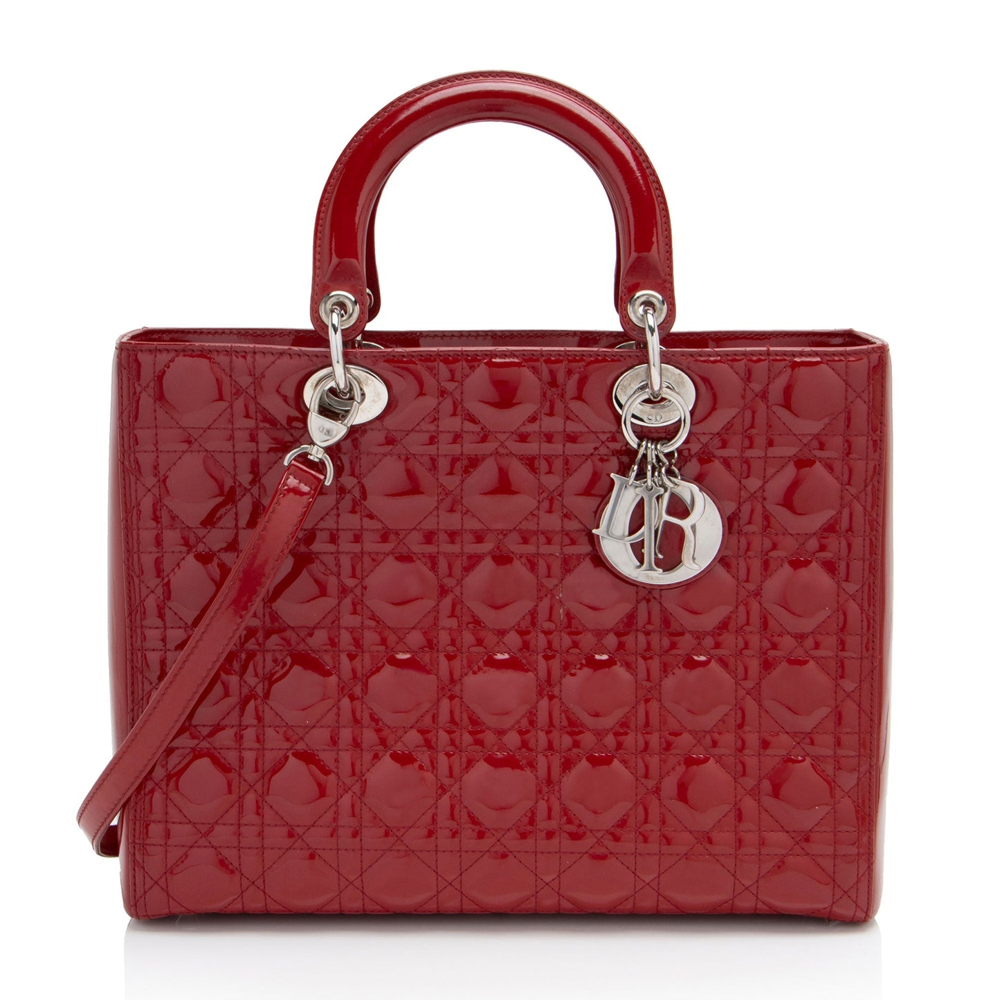 Dior Cannage Patent Leather Lady Dior Large Tote