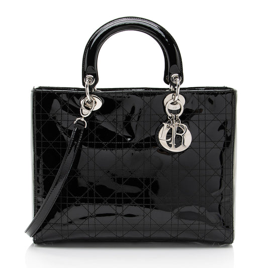 Dior Patent Leather Lady Dior Large Tote