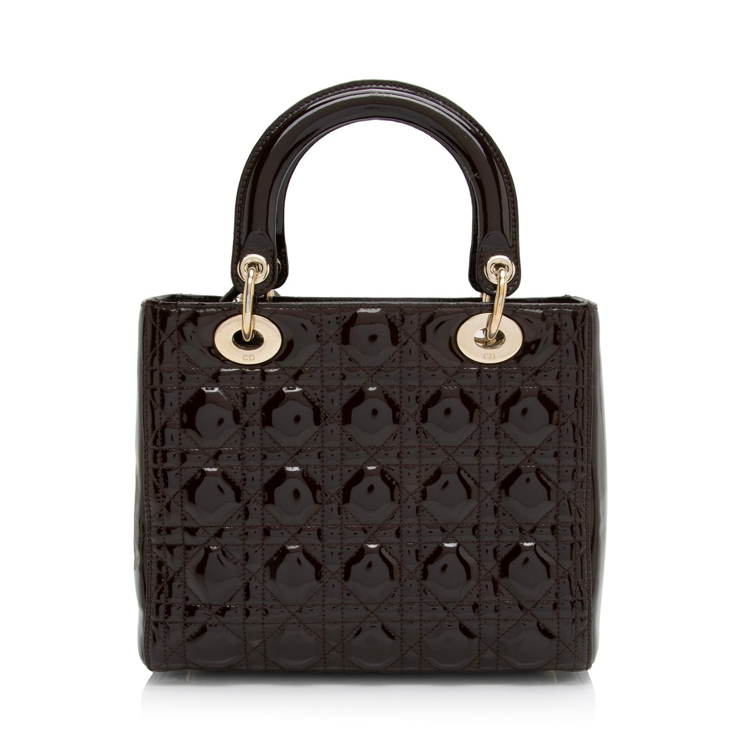 Dior Patent Leather Lady Dior Medium Tote (SHF-c6eBWA)