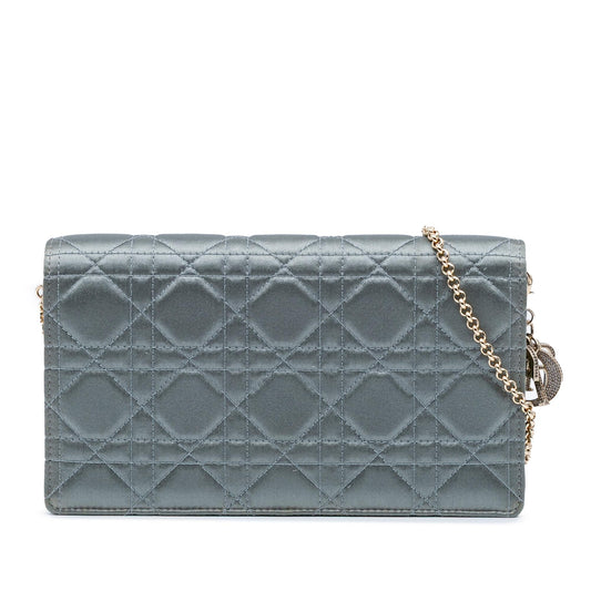 Dior Silk Cannage Lady Dior Wallet On Chain