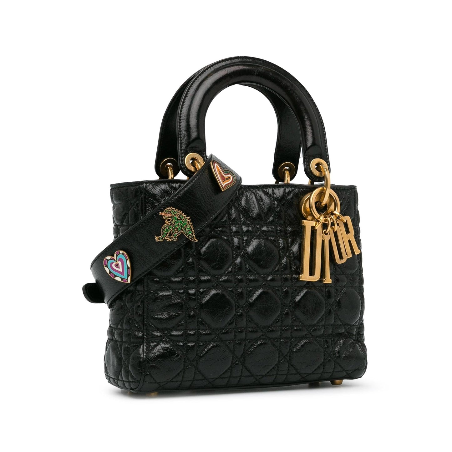 Dior Small Crinkled Patent Cannage Lucky Badges My Lady Dior