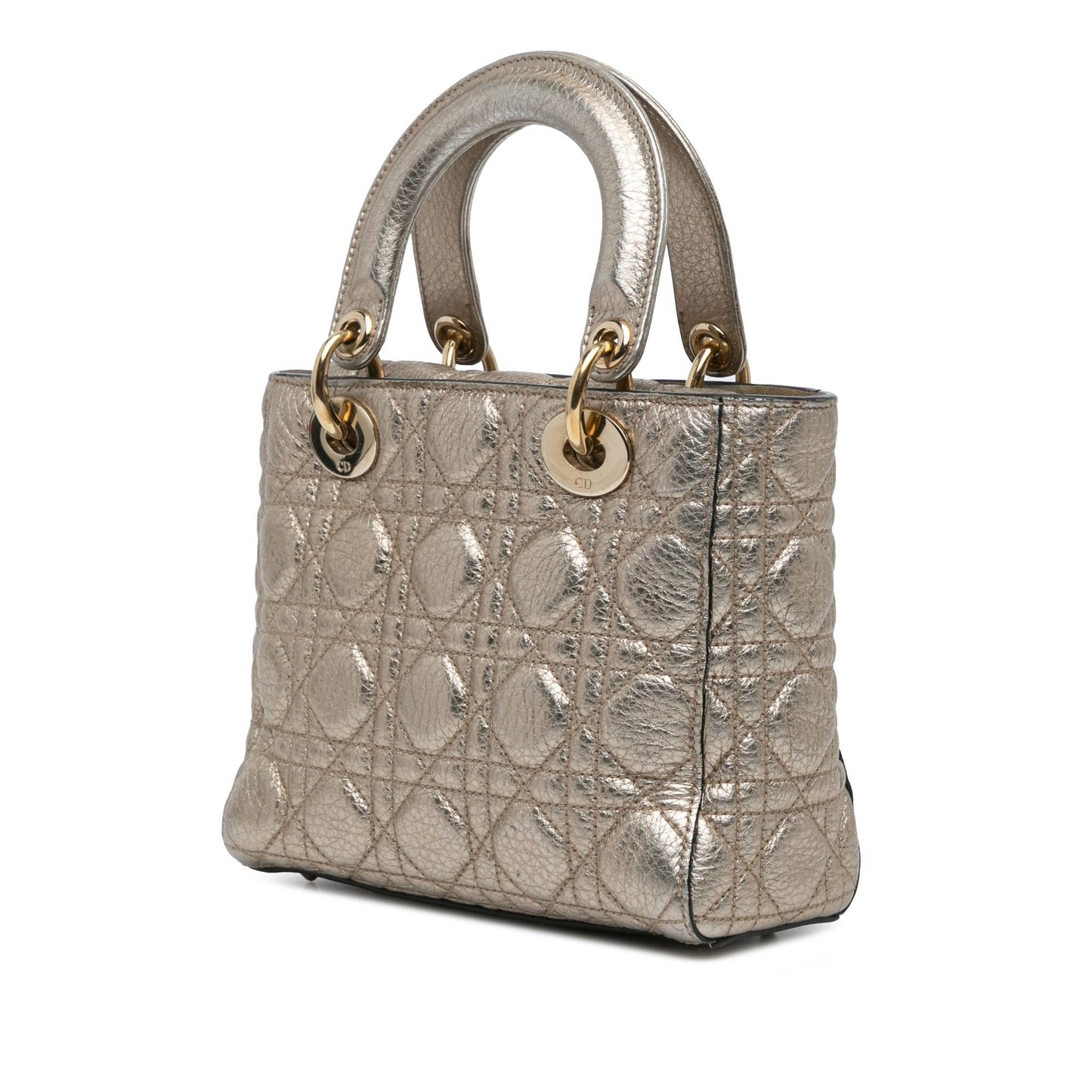 Dior Small Metallic Grained Calfskin Cannage Supple Lady Dior