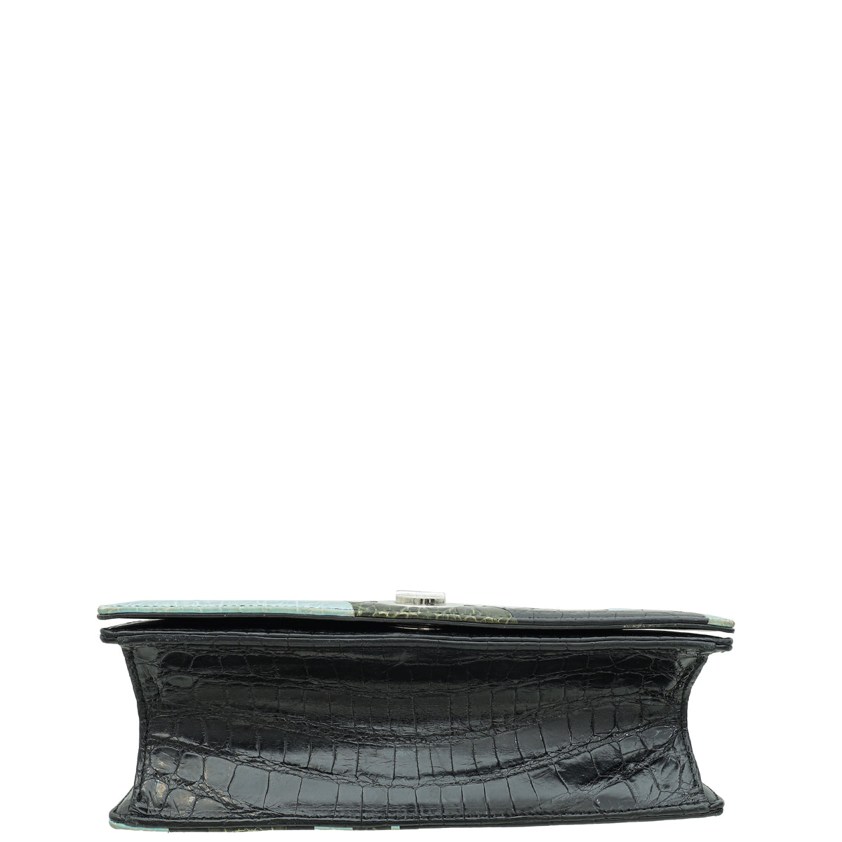 Christian Dior Black Multicolor Diorama Crocodile Patchwork Medium Bag
