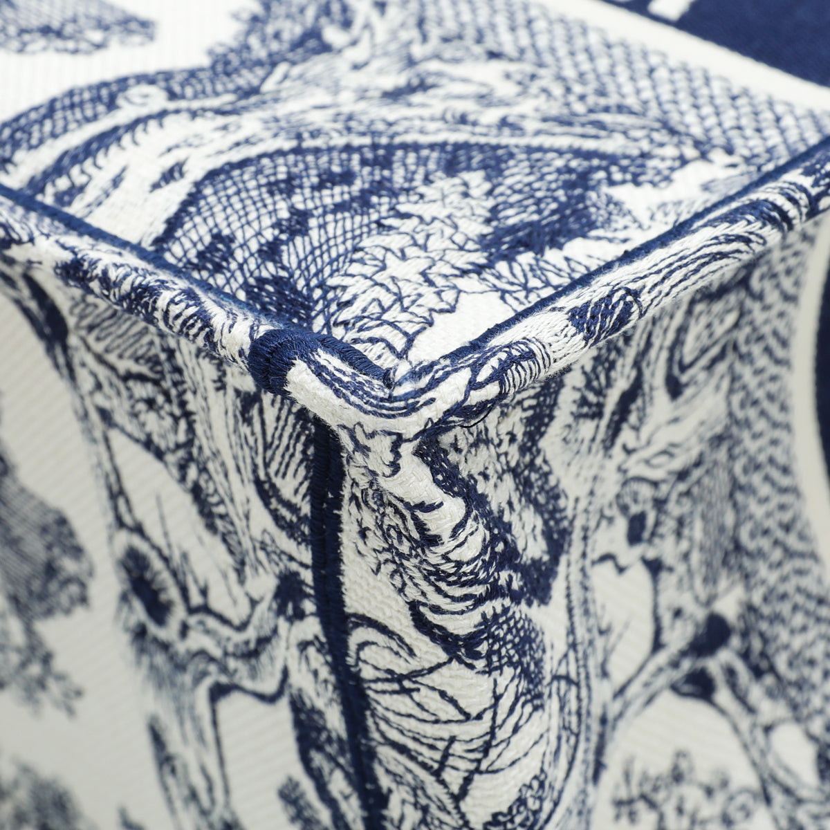 Christian Dior Bicolor Toile De Jouy Embroidery Book Tote Medium Bag