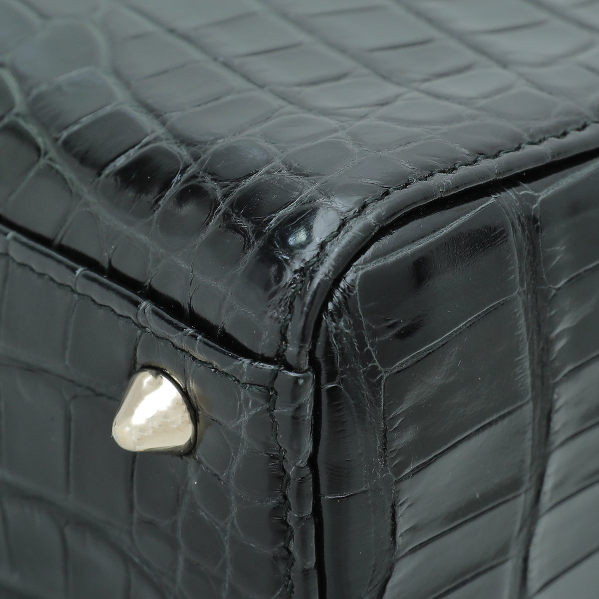 Christian Dior Black Forest Green Lady Dior Alligator Medium Bag