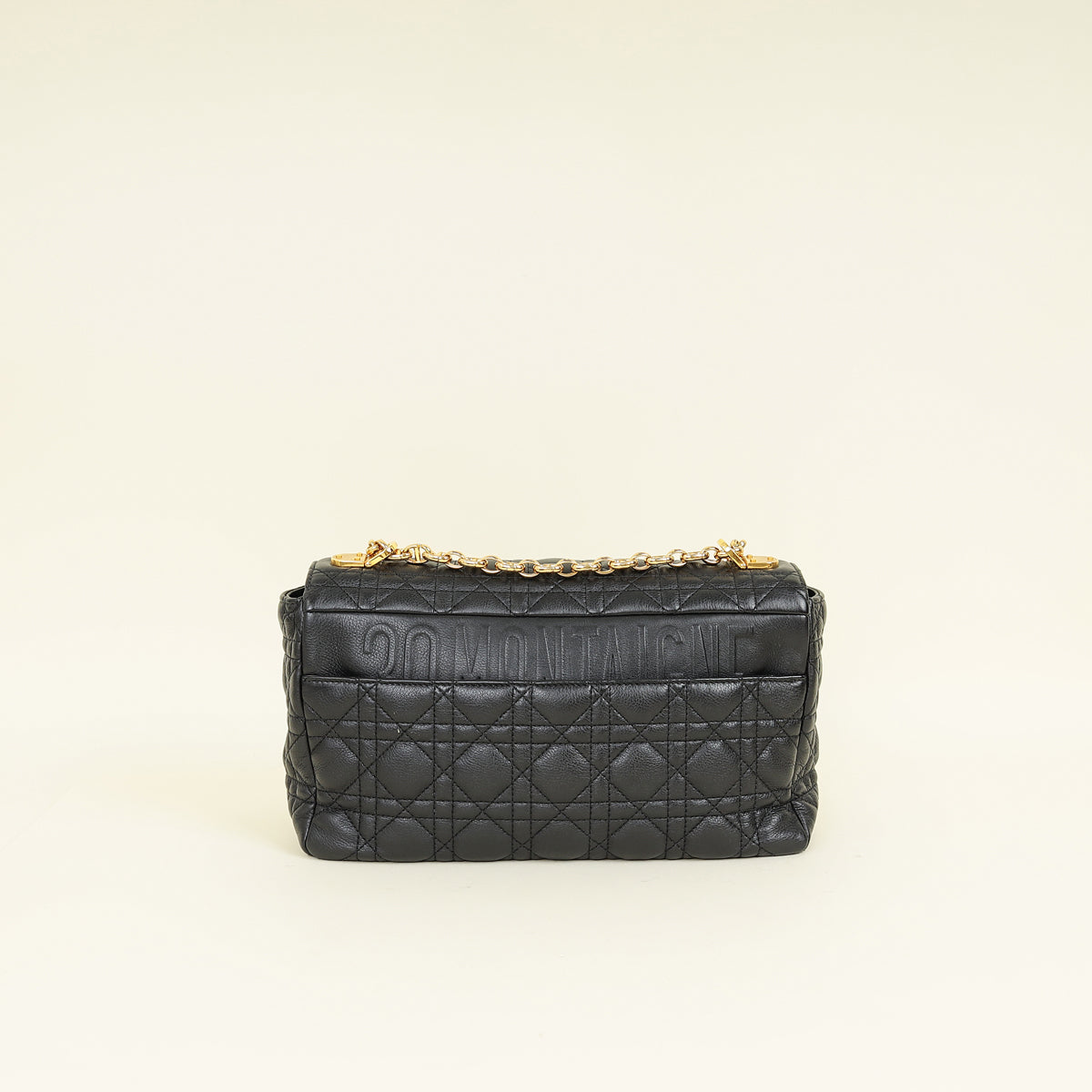 Christian Dior Black Supple Cannage Caro Large Flap Bag