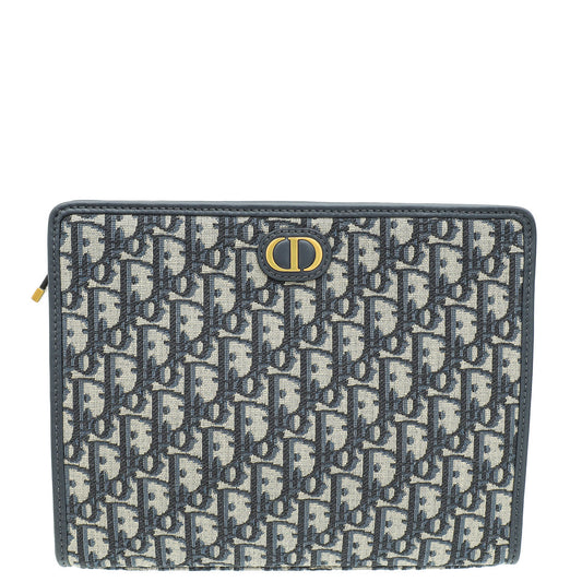 Christian Dior Navy Blue Oblique 30 Montaigne Dea Pouch