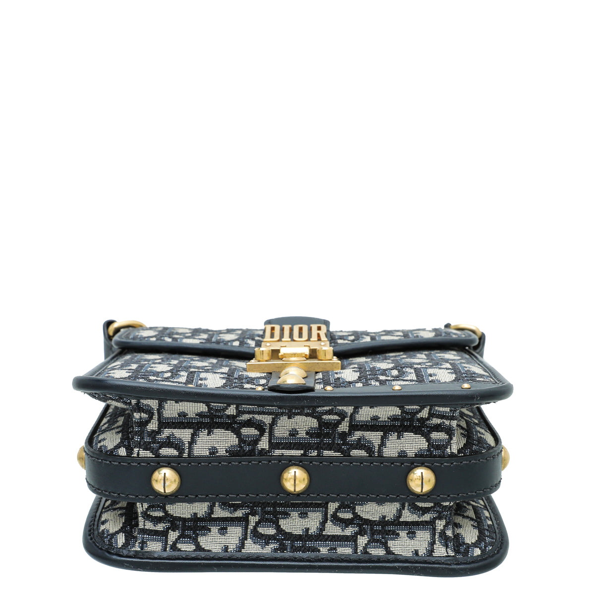 Christian Dior Blue Oblique Studded Square Dioraddict Flap Bag