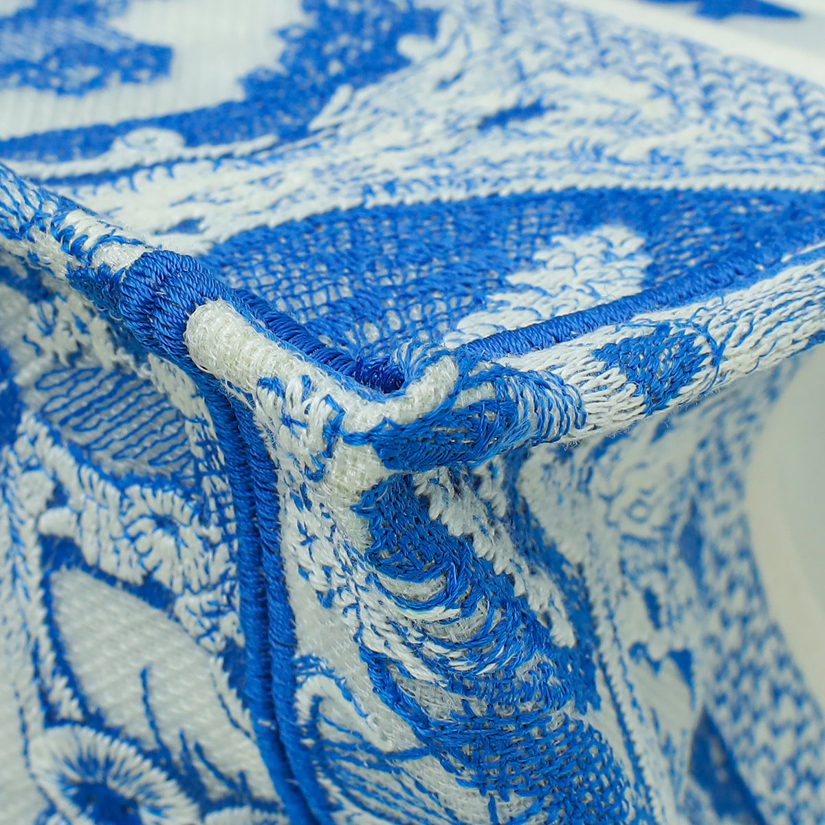 Christian Dior Toile De Jouy Embroidered Mesh Book Tote Small Bag W/Twilly