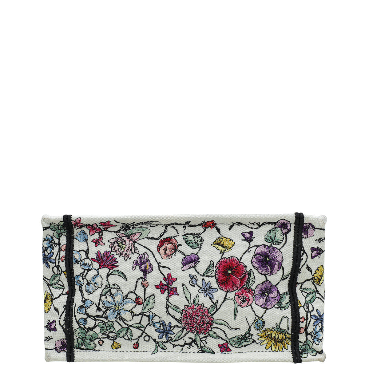 Christian Dior White Multicolor Book Tote Florilegio Embroidery Small Bag