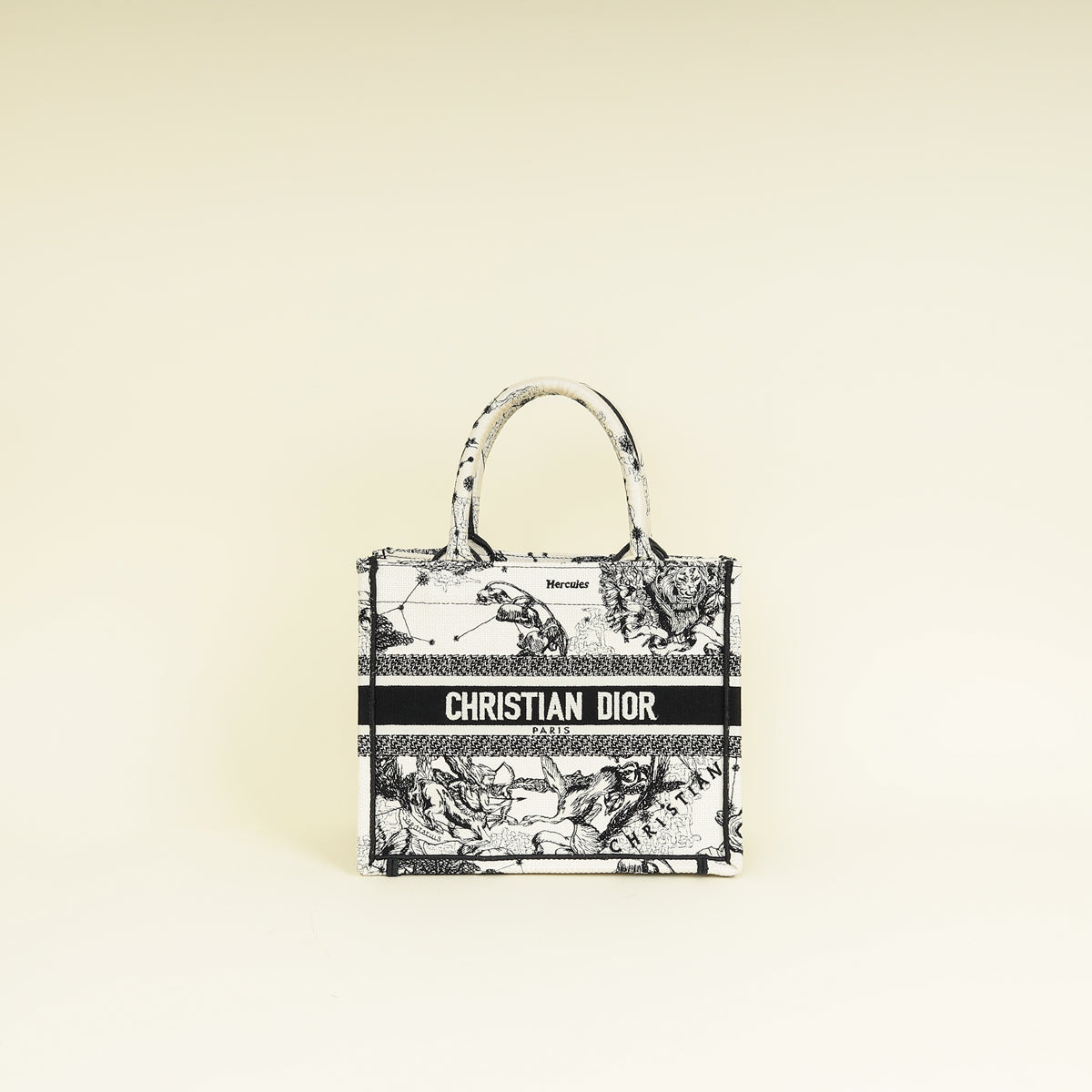 Christian Dior Bicolor Zodiac Embroidery Small Book Tote Bag W/ UP INITIALS