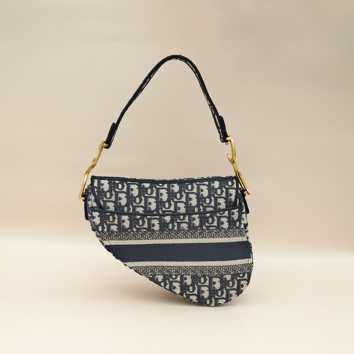Christian Dior Navy Blue Oblique Saddle Medium Bag