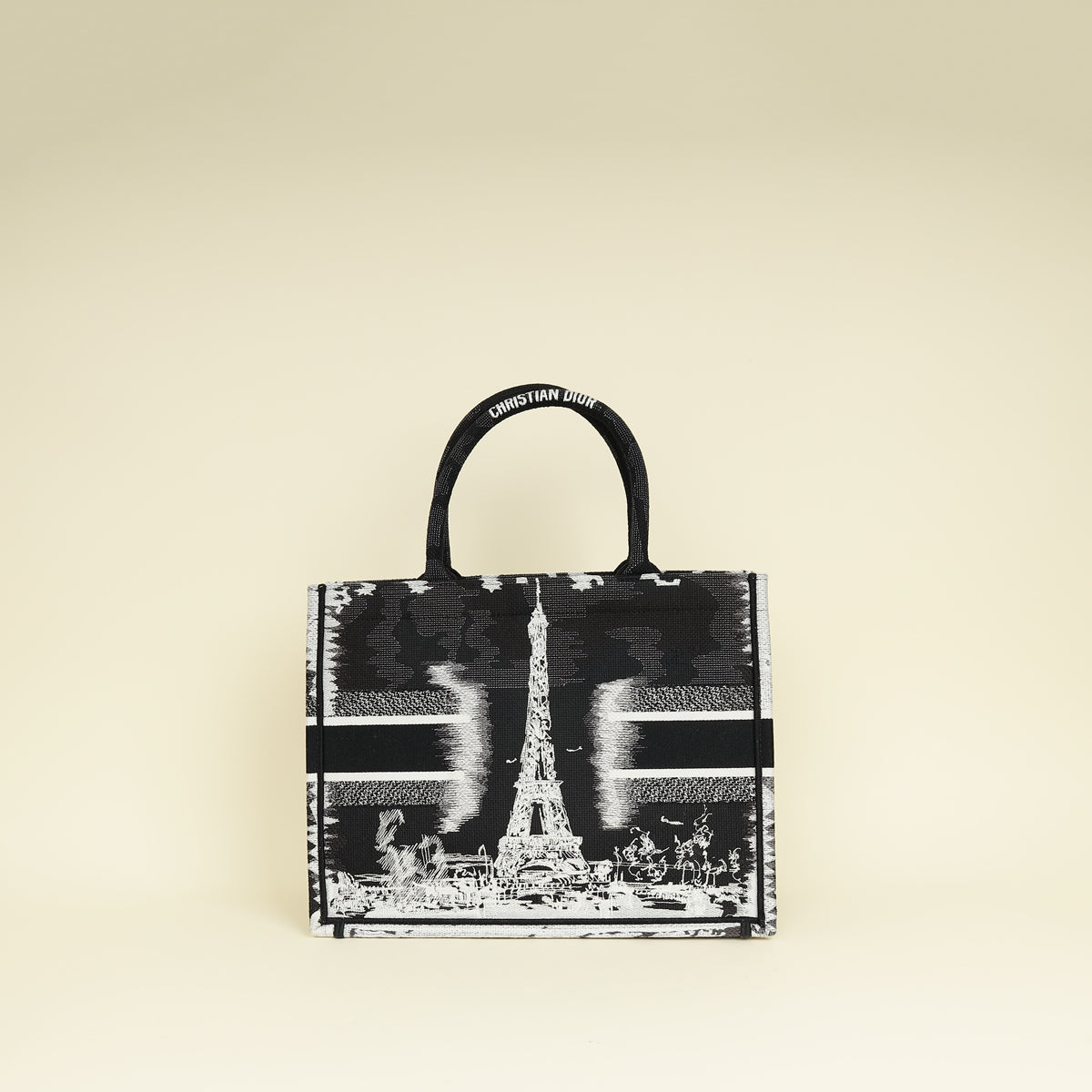 Christian Dior Paris w/ Eiffel Tower Embroidered Book Medium Tote Bag