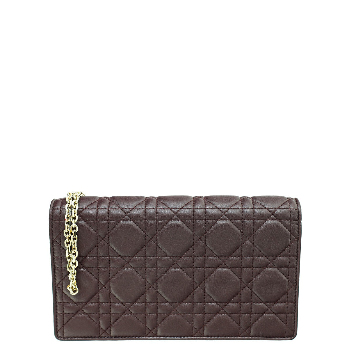 Christian Dior Burgundy Lady Dior Cannage Chain Pouch