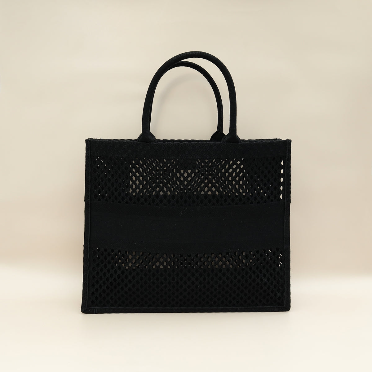 Christian Dior Black Mesh Embroidered Large Book Tote Large Bag