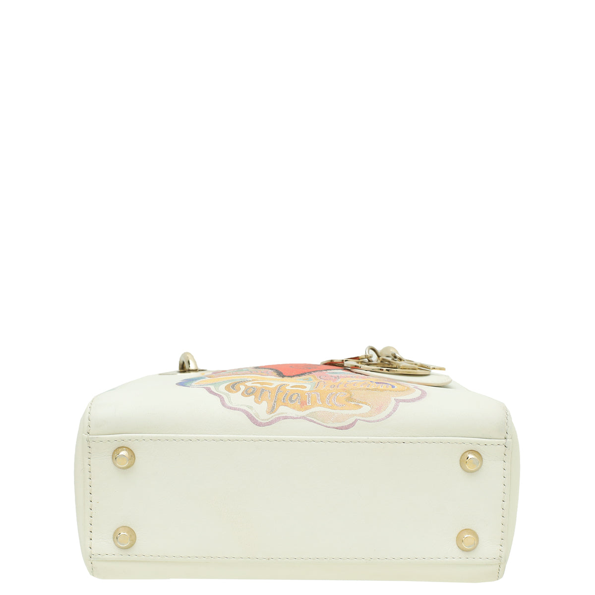 Christian Dior Off White Multicolor Ltd. Ed. Amour Print Chain Mini Lady Dior Bag