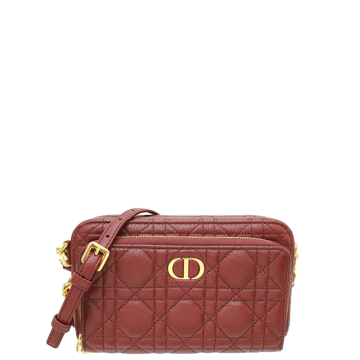 Christian Dior Burgundy Caro Double Pouch Bag