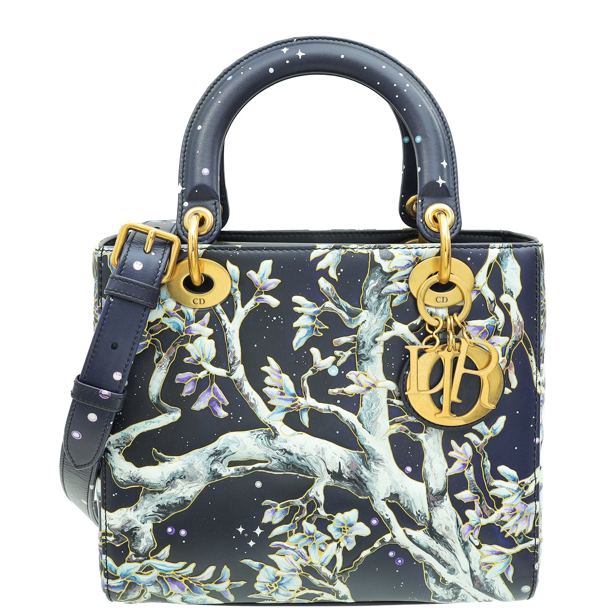 Christian Dior Dark Blue L.E Lady Dior Raqib Shaw Medium Bag