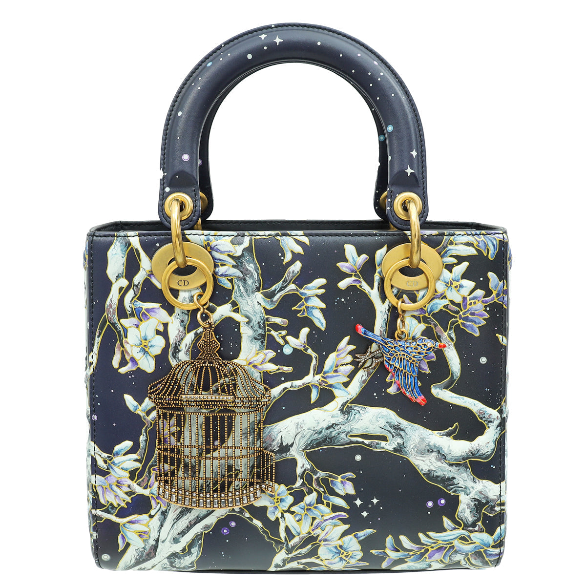 Christian Dior Dark Blue L.E Lady Dior Raqib Shaw Medium Bag