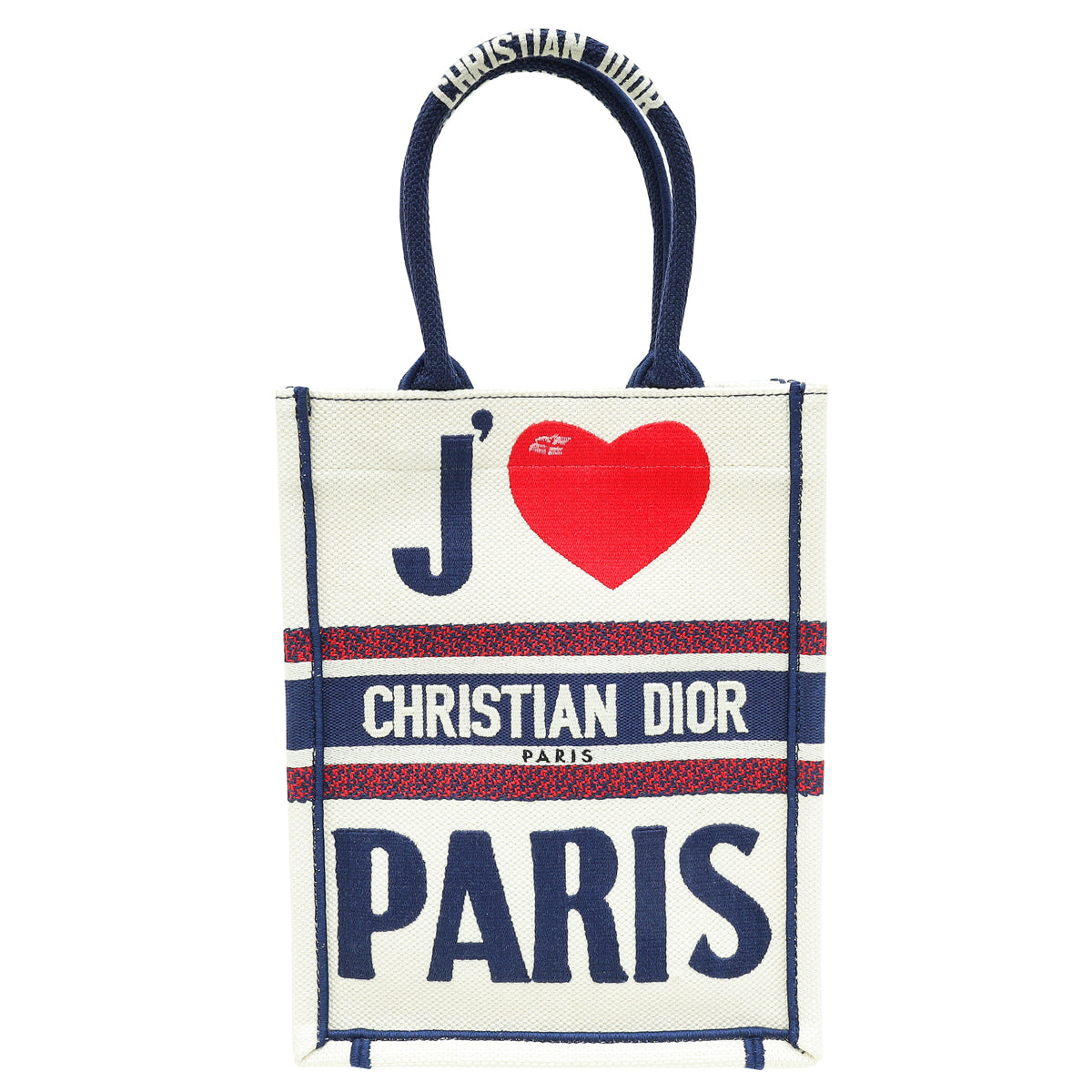 Christian Dior Tricolor I love Paris Vertical Book Tote Bag
