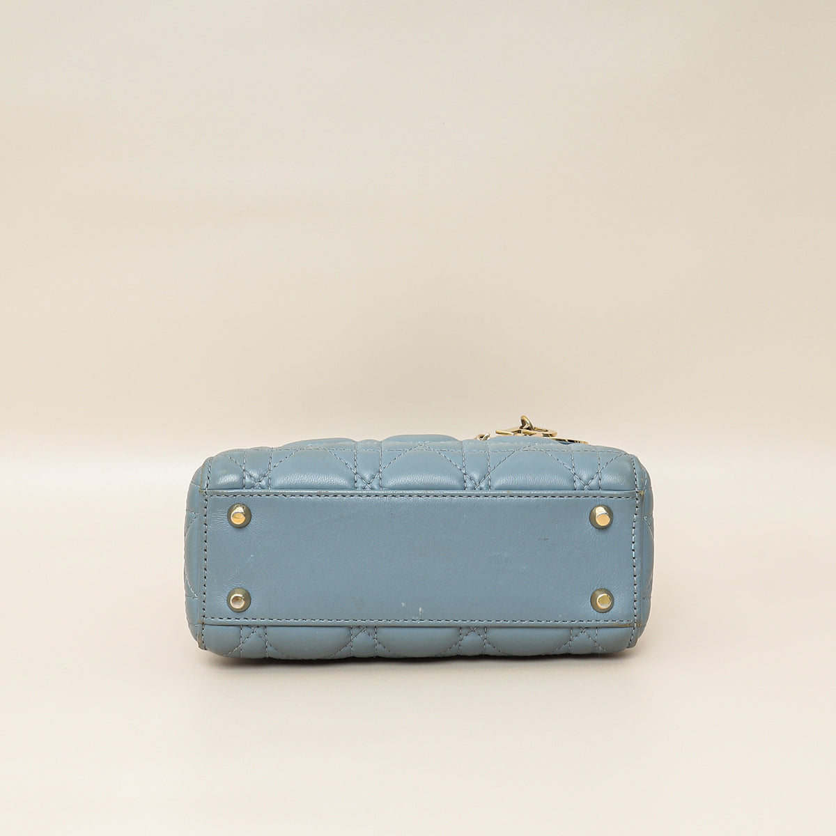 Christian Dior Blue Grey Lady Dior Mini Chain Bag