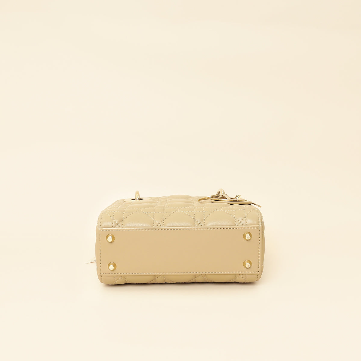 Christian Dior Dark Beige Mini Chain Lady Dior Bag w/ Twilly