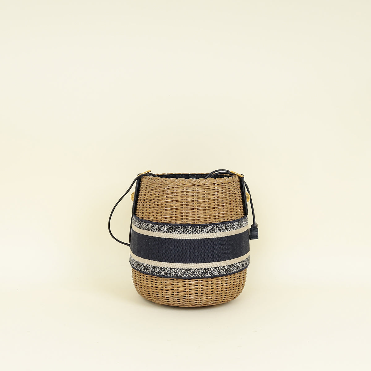 Christian Dior Navy Blue Oblique Wicker Bucket Bag