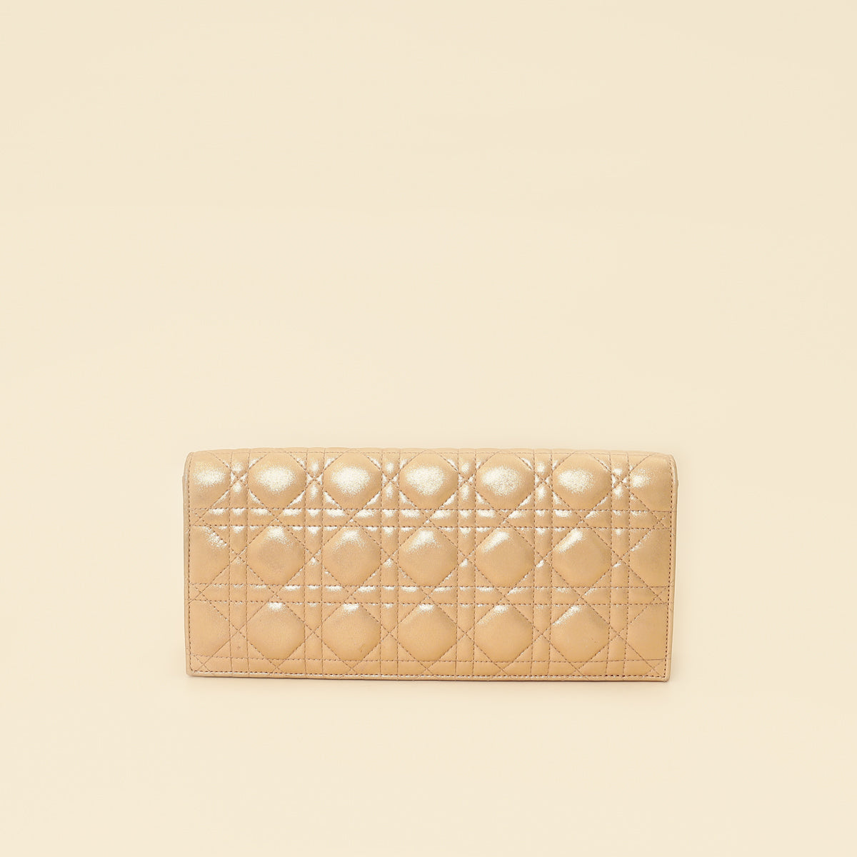 Christian Dior Metallic Gold Cannage Lady Dior Convertible Clutch