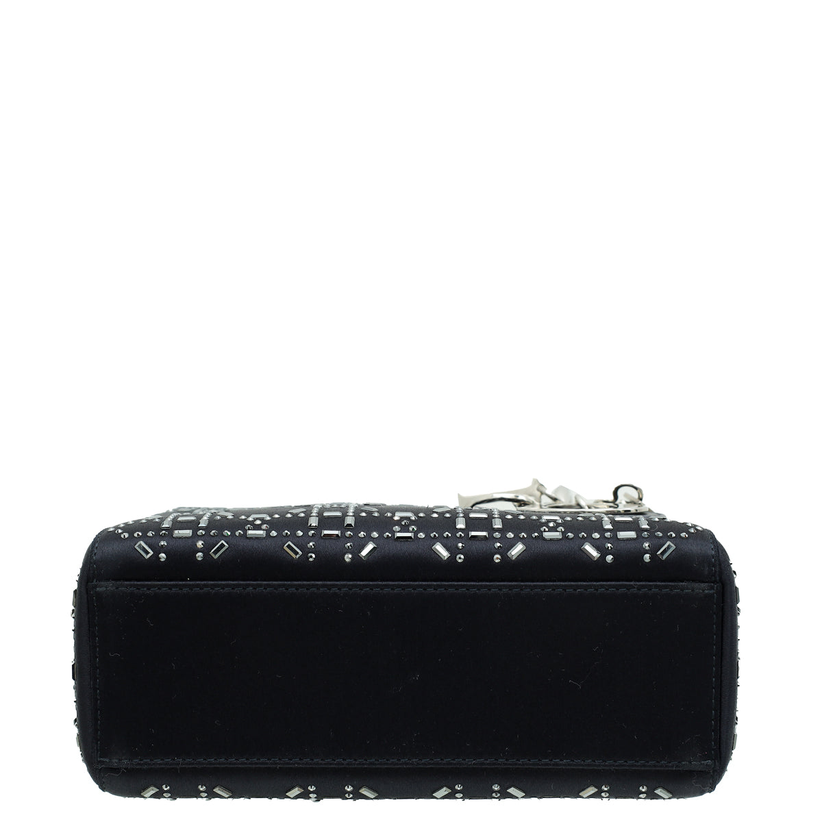 Christian Dior Black Cannage Satin Lady Dior Mini Strass Bag