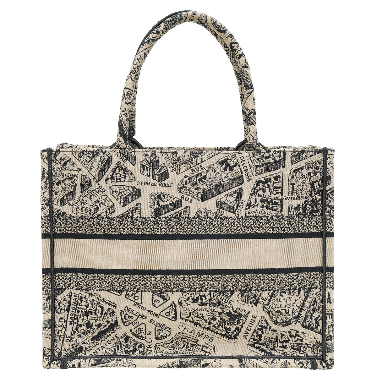 Christian Dior Bicolor Plan De Paris Embroidered Book Tote Medium Bag